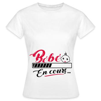 Bébé en cour... - T-shirt Femme - blanc - Devant - AI Model Female 172 dark (172cm)