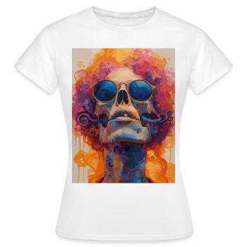 The Skull with Sunglasses - Skull, Totenkopf - Frauen T-Shirt - Weiß - Vorne - AI Model Female 172 dark (172cm)