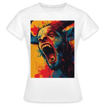 The Devil mit Pentagramm - Frauen T-Shirt - Weiß - Vorne - AI Model Female 172 dark (172cm)