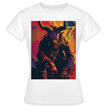 The Devil mit Pentagramm - Frauen T-Shirt - Weiß - Vorne - AI Model Female 172 dark (172cm)