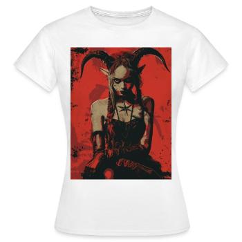 The Devil mit Pentagramm - Frauen T-Shirt - Weiß - Vorne - AI Model Female 172 dark (172cm)