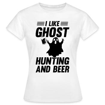 Halloween Ghost - J’aime la chasse aux fantômes et la bière - T-shirt Femme - blanc - Devant - AI Model Female 172 dark (172cm)