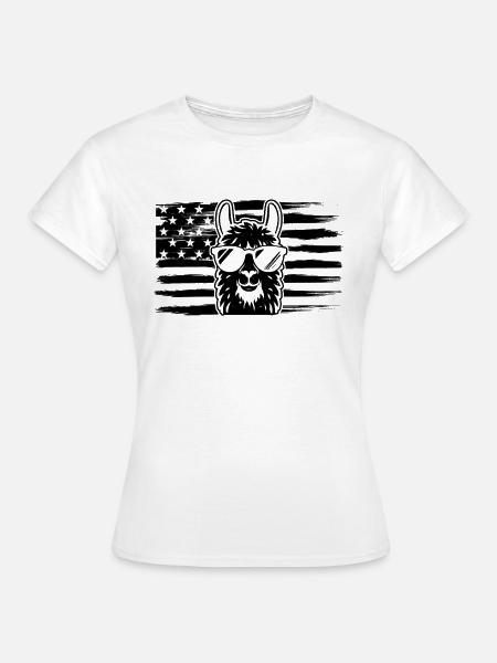 Llama US Flag Llama - Frauen T-Shirt - Weiß
