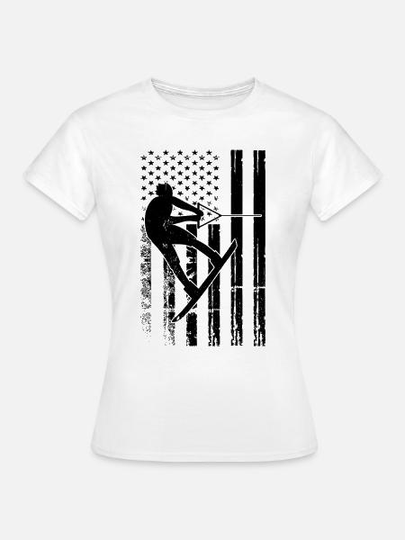 Wakeboarding US Flag Wakeboarding Wakeboarder - Frauen T-Shirt - Weiß