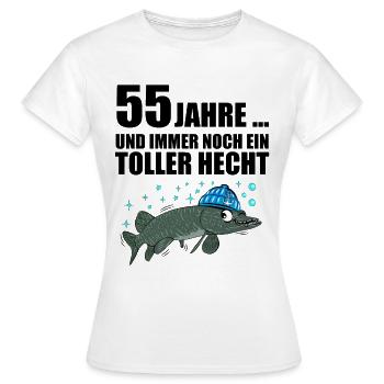 Anglergeschenk zum 55 Geburtstag 55 Ehrentag - Frauen T-Shirt - Weiß - Vorne - AI Model Female 172 dark (172cm)