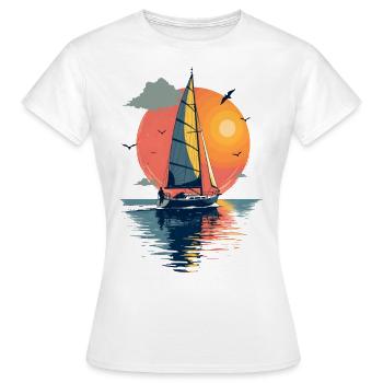 Voilier avant le coucher du soleil - T-shirt Femme - blanc - Devant - AI Model Female 172 dark (172cm)