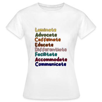Bunte Aktionsverben für die Bildung - Frauen T-Shirt - Weiß - Vorne - AI Model Female 172 dark (172cm)
