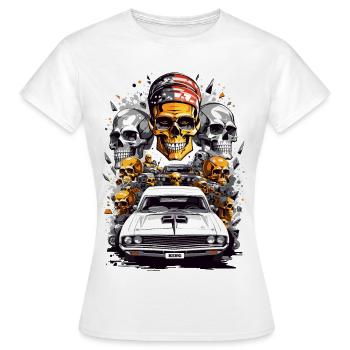 Muscle Car and Skulls - Frauen T-Shirt - Weiß - Vorne - AI Model Female 172 dark (172cm)