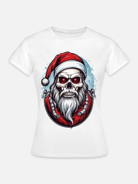 Totenkopf Weihnachtsmann - Frauen T-Shirt - Weiß