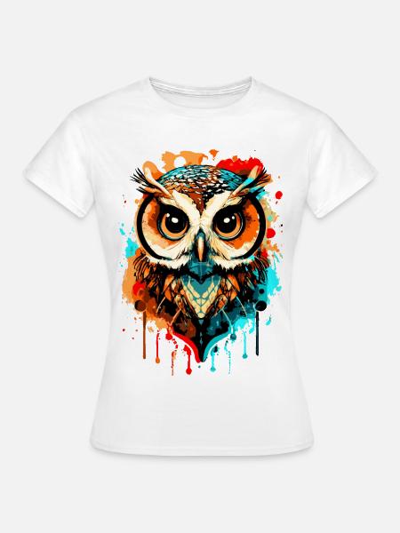 Owl Multicolored - Night Owl - Barn Owl - Owl Owl - Women's T-Shirt - white