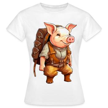 Schweinchen Wandern / Bergsteiger Schweinchen - Frauen T-Shirt - Weiß - Vorne - AI Model Female 172 dark (172cm)