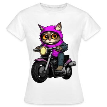 Cats Motocyclistes / Motocyclistes - T-shirt Femme - blanc - Devant - AI Model Female 172 dark (172cm)
