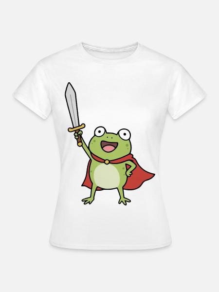 Frosch Ritter Umhang Schwert - Frauen T-Shirt - Weiß
