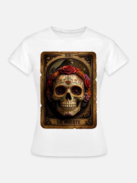 Halloween Sugar Skull Sugarskull Tarot - Frauen T-Shirt - Weiß