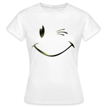 Shirt smiley wink by CustomStyle - Women's T-Shirt - white - Front - AI Model Female 172 dark (172cm)