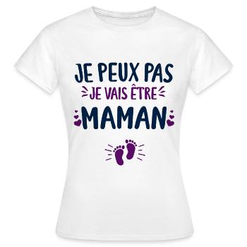 Je Peux Pas Je Vais Etre Maman Annonce Grossesse - T-shirt Femme - blanc - Devant - AI Model Female 172 dark (172cm)