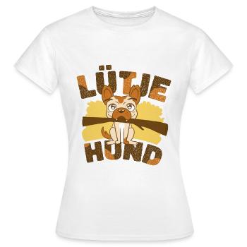 Lütje Dog Petit chien bas allemand - T-shirt Femme - blanc - Devant - AI Model Female 172 dark (172cm)
