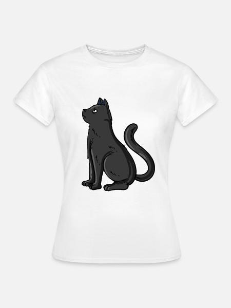 Schwarze Katze - Frauen T-Shirt - Weiß