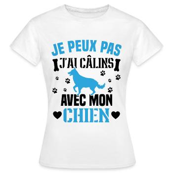 Ich kann nicht mit meinem Hund kuscheln - Frauen T-Shirt - Weiß - Vorne - AI Model Female 172 dark (172cm)