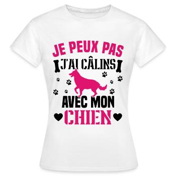 Ich kann nicht mit meinem Hundehumor kuscheln - Frauen T-Shirt - Weiß - Vorne - AI Model Female 172 dark (172cm)