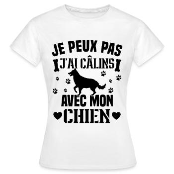Ich kann nicht mit meinem Hund kuscheln - Frauen T-Shirt - Weiß - Vorne - AI Model Female 172 dark (172cm)