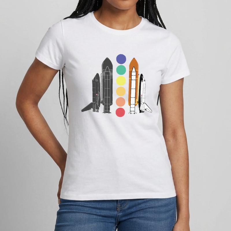 Navette spatiale multicolore conception de vaisseau spatial T-shirt Femme
