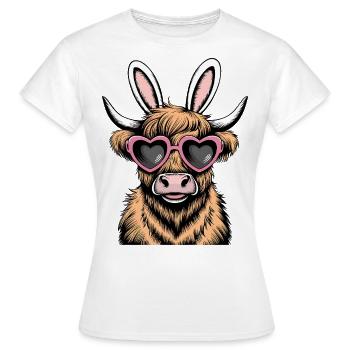 Osterhase Kuh Schottisches Hochlandrind - Frauen T-Shirt - Weiß - Vorne - AI Model Female 172 dark (172cm)