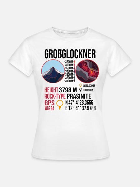 Großglockner GPS & Topographie Teufelshorn - Frauen T-Shirt - Weiß