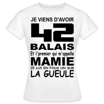 42 ans / anniversaire 42 ans / cadeau 42 ans - T-shirt Femme - blanc - Devant - AI Model Female 172 dark (172cm)