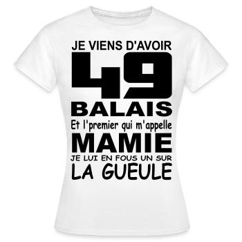 49 ans / anniversaire / cadeau 49 ans - T-shirt Femme - blanc - Devant - AI Model Female 172 dark (172cm)