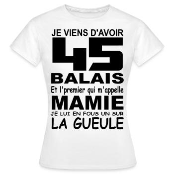 45 ans / anniversaire 45 ans / cadeau 45 ans - T-shirt Femme - blanc - Devant - AI Model Female 172 dark (172cm)