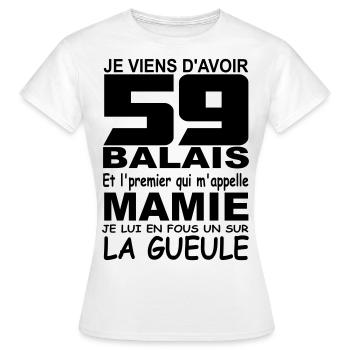 59 ans / anniversaire 59 ans / cadeau 59 ans - T-shirt Femme - blanc - Devant - AI Model Female 172 dark (172cm)