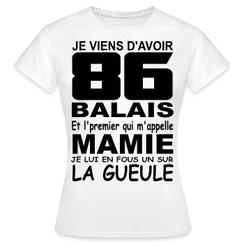 86 ans / anniversaire 86 ans / cadeau 86 ans - T-shirt Femme - blanc - Devant - AI Model Female 172 dark (172cm)
