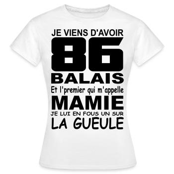 86 ans / anniversaire 86 ans / cadeau 86 ans - T-shirt Femme - blanc - Devant - AI Model Female 172 dark (172cm)