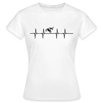 Motorrad Motorcross Herzschlag Silhouette Weiß - Frauen T-Shirt - Weiß - Vorne - AI Model Female 172 dark (172cm)