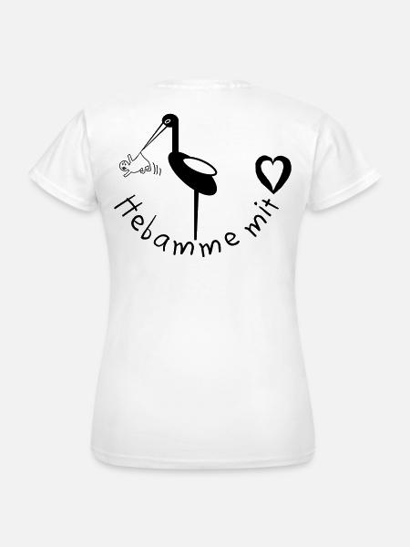 Hebamme mit Herz Storch - Frauen T-Shirt - Weiß