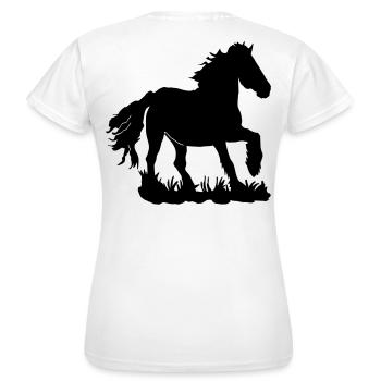 Friese im Galopp - Frauen T-Shirt - Weiß - Hinten - AI Model Female 172 dark (172cm)