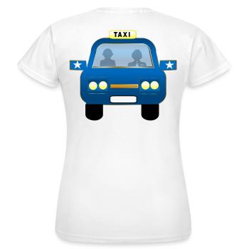 Blue Taxi Front Cartoon - Women's T-Shirt - white - Back - AI Model Female 172 dark (172cm)
