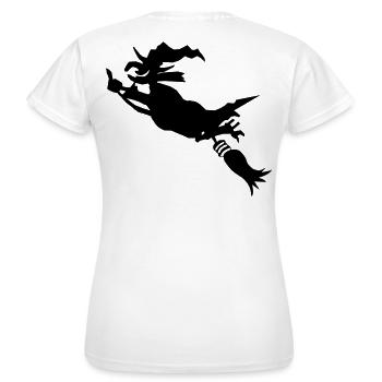 Sorcière avec un balai drôle - T-shirt Femme - blanc - Dos - AI Model Female 172 dark (172cm)