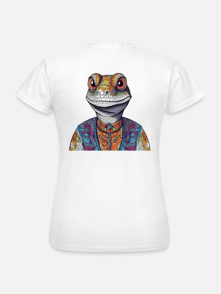 Bunte Echse im Streetstyle - Frauen T-Shirt - Weiß