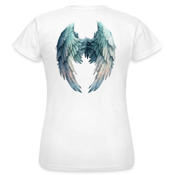 Ailes bleues en cœur aquarelle - T-shirt Femme - blanc - Dos - AI Model Female 172 dark (172cm)
