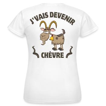 chèvre, chèvres, bouc - T-shirt Femme - blanc - Dos - AI Model Female 172 dark (172cm)