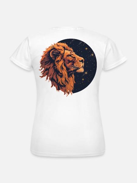 Löwe mit Sternenhimmel - Frauen T-Shirt - Weiß