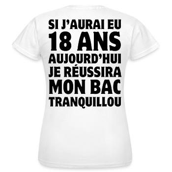 baccalauréat, bac, bachelier, diplôme - T-shirt Femme - blanc - Dos - AI Model Female 172 dark (172cm)