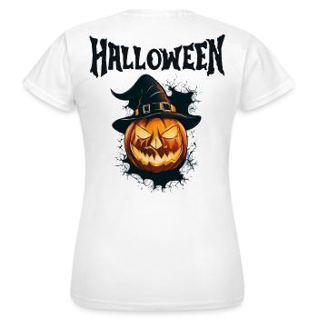 Halloween, Kürbis, Hexerei, Angst - Frauen T-Shirt - Weiß - Hinten - AI Model Female 172 dark (172cm)