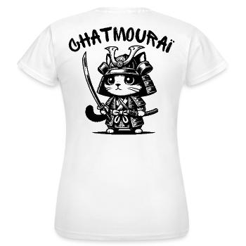 chat, chat mignon, chat doux - T-shirt Femme - blanc - Dos - AI Model Female 172 dark (172cm)