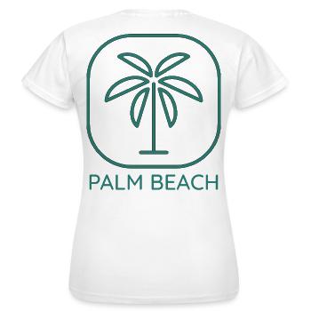 Palme Beach Strand Urlaub Ferien - Frauen T-Shirt - Weiß - Hinten - AI Model Female 172 dark (172cm)