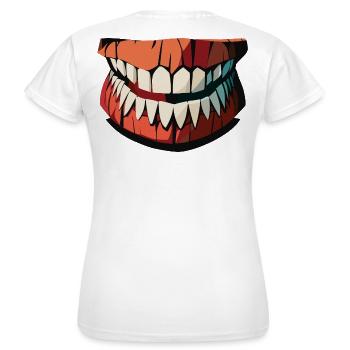 Darkjaws gespenstisches Lächeln - Frauen T-Shirt - Weiß - Hinten - AI Model Female 172 dark (172cm)