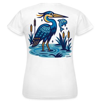Héron cendré - T-shirt Femme - blanc - Dos - AI Model Female 172 dark (172cm)