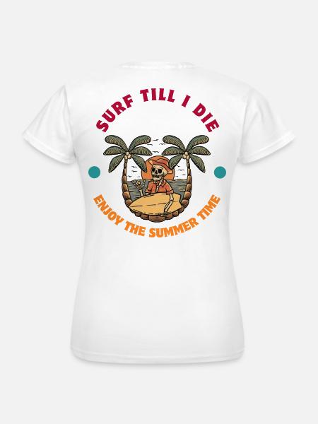 La vie à la plage avec des crânes et des planches de surf - T-shirt Femme - blanc